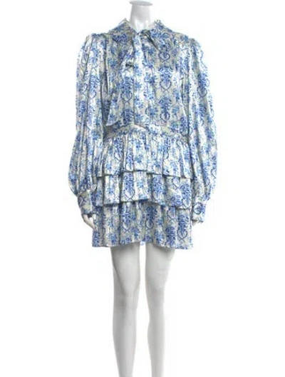 Pre-owned Loveshackfancy Floral Print Mini Dress W/ Tags In White