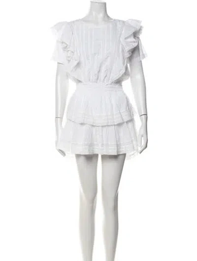 Pre-owned Loveshackfancy Floral Print Mini Dress W/ Tags In White