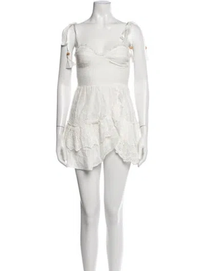 Pre-owned Loveshackfancy Floral Print Mini Dress W/ Tags In White