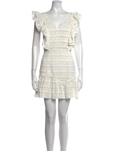 Pre-owned Loveshackfancy Floral Print Mini Dress W/ Tags In White