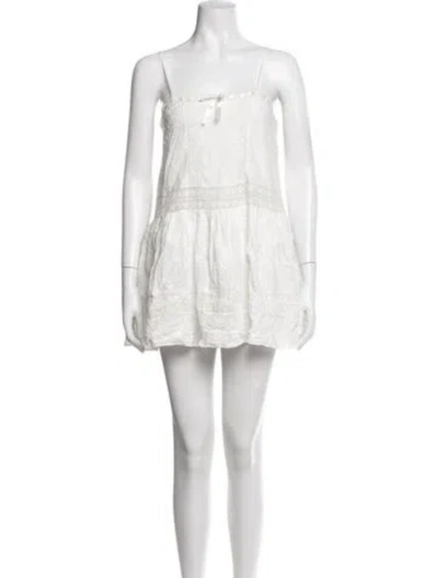 Pre-owned Loveshackfancy Floral Print Mini Dress W/ Tags In White