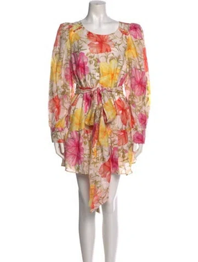 Pre-owned Loveshackfancy Floral Print Mini Dress W/ Tags In Yellow