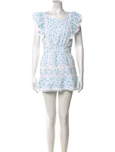 Pre-owned Loveshackfancy Floral Print Mini Dress In White