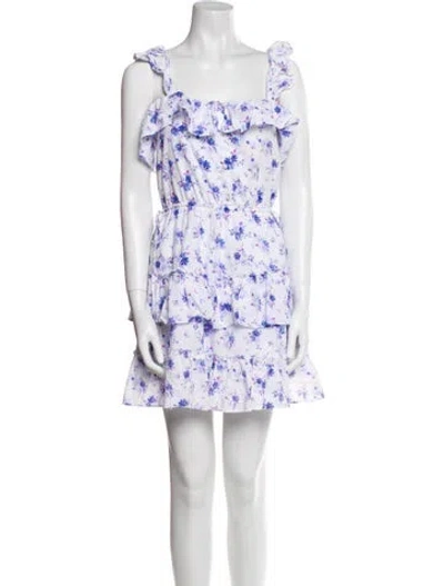 Pre-owned Loveshackfancy Floral Print Mini Dress In White