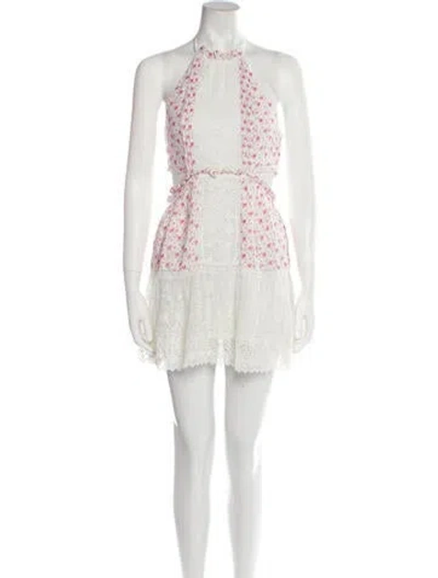Pre-owned Loveshackfancy Floral Print Mini Dress In White