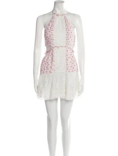 Pre-owned Loveshackfancy Floral Print Mini Dress In White