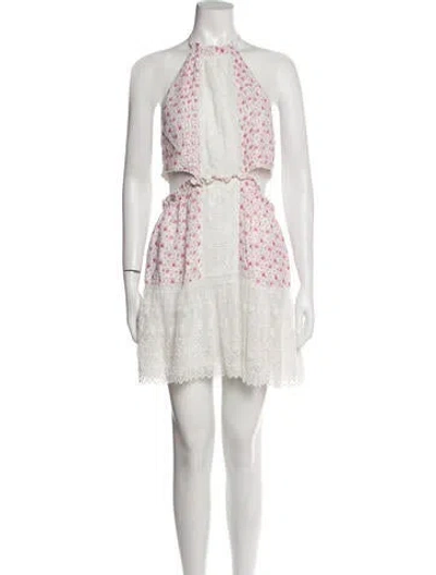 Pre-owned Loveshackfancy Floral Print Mini Dress In White