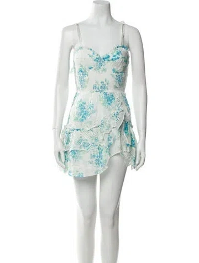 Pre-owned Loveshackfancy Floral Print Mini Dress In White