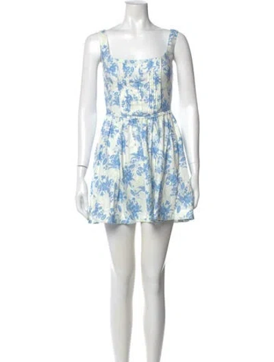 Pre-owned Loveshackfancy Floral Print Mini Dress In White