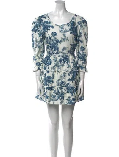 Pre-owned Loveshackfancy Floral Print Mini Dress In White