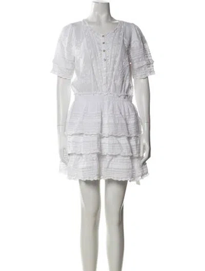 Pre-owned Loveshackfancy Floral Print Mini Dress In White