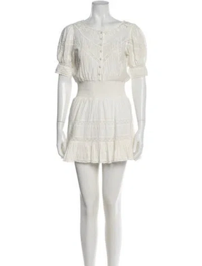 Pre-owned Loveshackfancy Floral Print Mini Dress In White