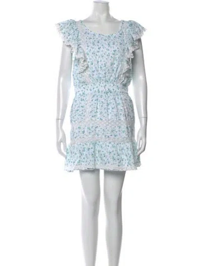 Pre-owned Loveshackfancy Floral Print Mini Dress In White