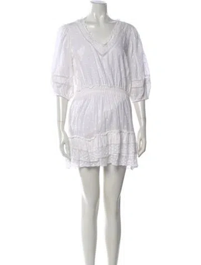 Pre-owned Loveshackfancy Floral Print Mini Dress In White