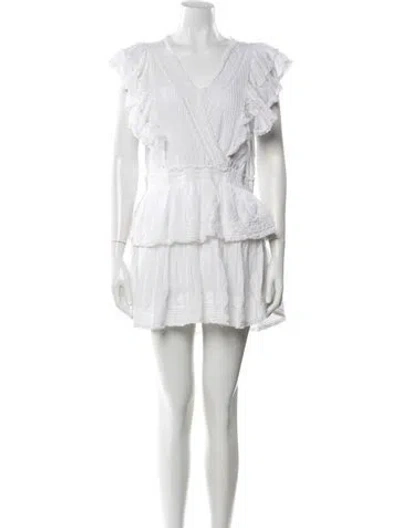 Pre-owned Loveshackfancy Floral Print Mini Dress In White
