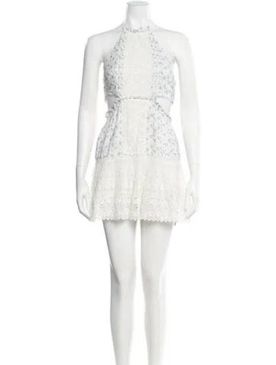 Pre-owned Loveshackfancy Floral Print Mini Dress In White