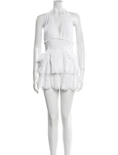 Pre-owned Loveshackfancy Floral Print Mini Dress In White