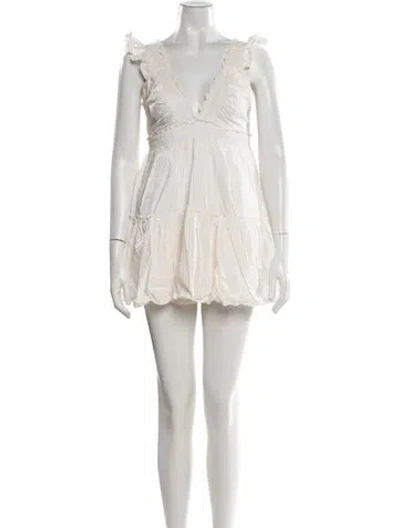 Pre-owned Loveshackfancy Floral Print Mini Dress In White