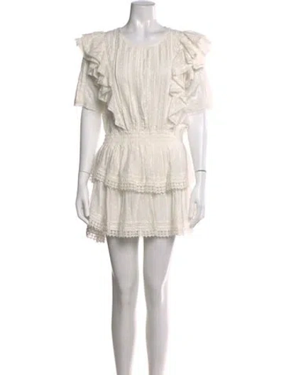 Pre-owned Loveshackfancy Floral Print Mini Dress In White