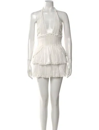 Pre-owned Loveshackfancy Floral Print Mini Dress In White