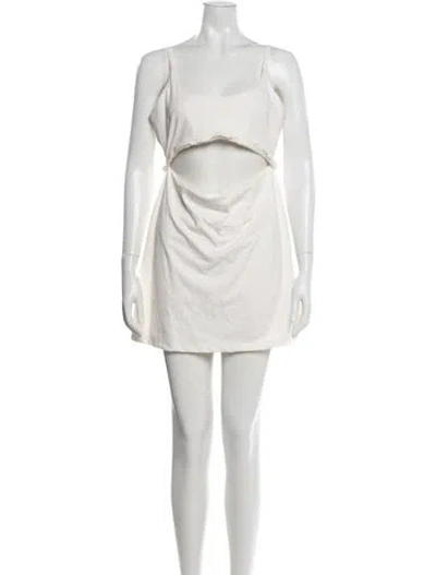 Pre-owned Loveshackfancy Floral Print Mini Dress In White