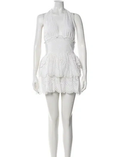 Pre-owned Loveshackfancy Floral Print Mini Dress In White
