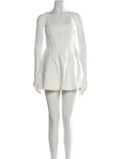 Pre-owned Loveshackfancy Floral Print Mini Dress In White