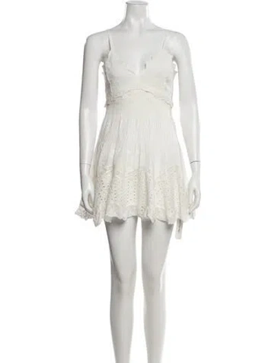 Pre-owned Loveshackfancy Floral Print Mini Dress In White