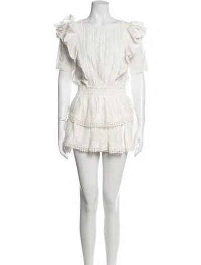 Pre-owned Loveshackfancy Floral Print Mini Dress In White