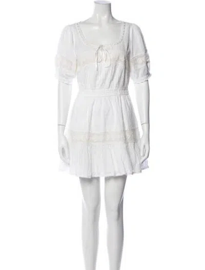 Pre-owned Loveshackfancy Floral Print Mini Dress In White