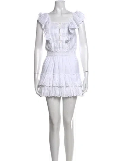 Pre-owned Loveshackfancy Floral Print Mini Dress In White