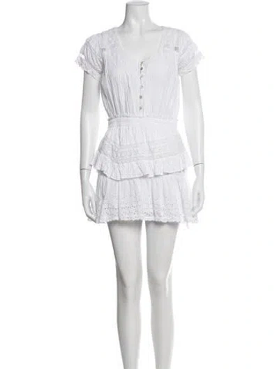 Pre-owned Loveshackfancy Floral Print Mini Dress In White