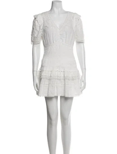 Pre-owned Loveshackfancy Floral Print Mini Dress In White