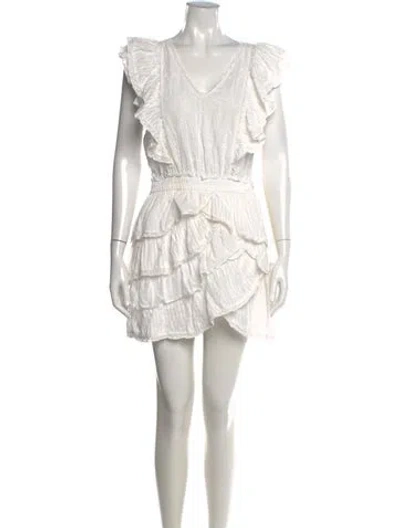 Pre-owned Loveshackfancy Floral Print Mini Dress In White