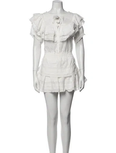 Pre-owned Loveshackfancy Floral Print Mini Dress In White