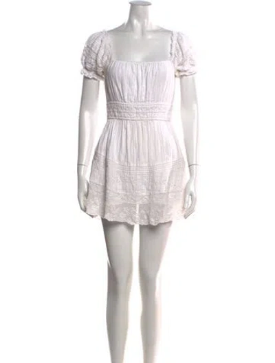 Pre-owned Loveshackfancy Floral Print Mini Dress In White