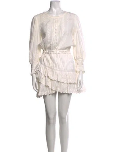 Pre-owned Loveshackfancy Floral Print Mini Dress In White