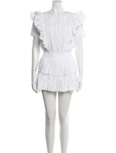 Pre-owned Loveshackfancy Floral Print Mini Dress In White