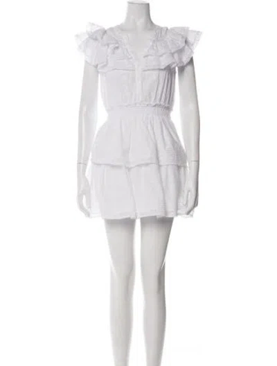 Pre-owned Loveshackfancy Floral Print Mini Dress In White