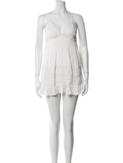 Pre-owned Loveshackfancy Floral Print Mini Dress In White