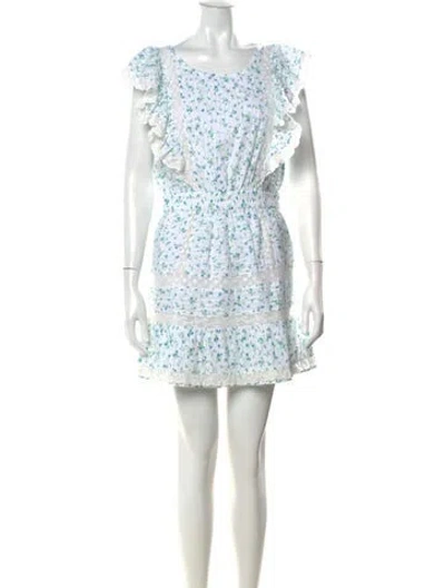 Pre-owned Loveshackfancy Floral Print Mini Dress In White