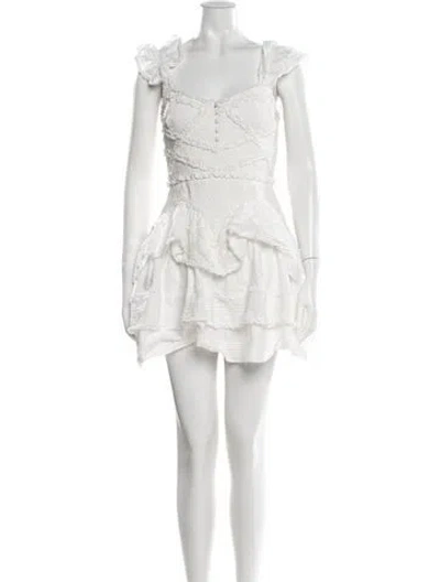 Pre-owned Loveshackfancy Floral Print Mini Dress In White