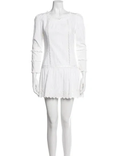 Pre-owned Loveshackfancy Floral Print Mini Dress In White