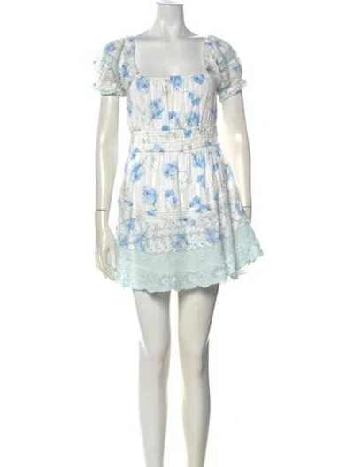 Pre-owned Loveshackfancy Floral Print Mini Dress In White