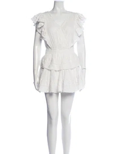 Pre-owned Loveshackfancy Floral Print Mini Dress In White