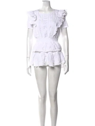 Pre-owned Loveshackfancy Floral Print Mini Dress In White