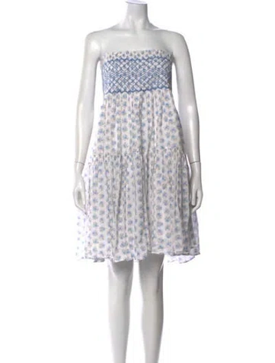 Pre-owned Loveshackfancy Floral Print Mini Dress In White