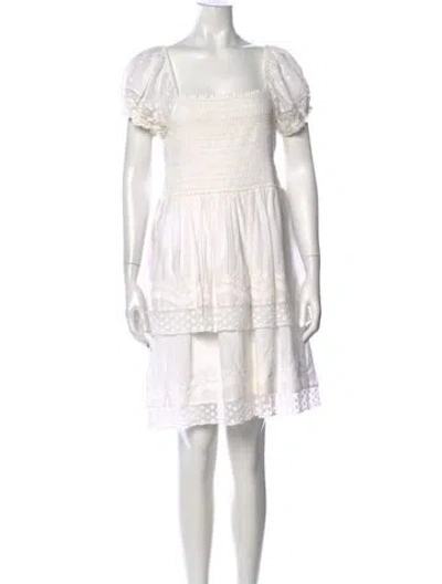 Pre-owned Loveshackfancy Floral Print Mini Dress In White