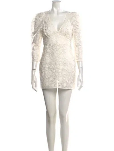 Pre-owned Loveshackfancy Floral Print Mini Dress In White