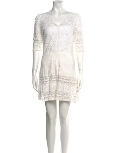 Pre-owned Loveshackfancy Floral Print Mini Dress In White